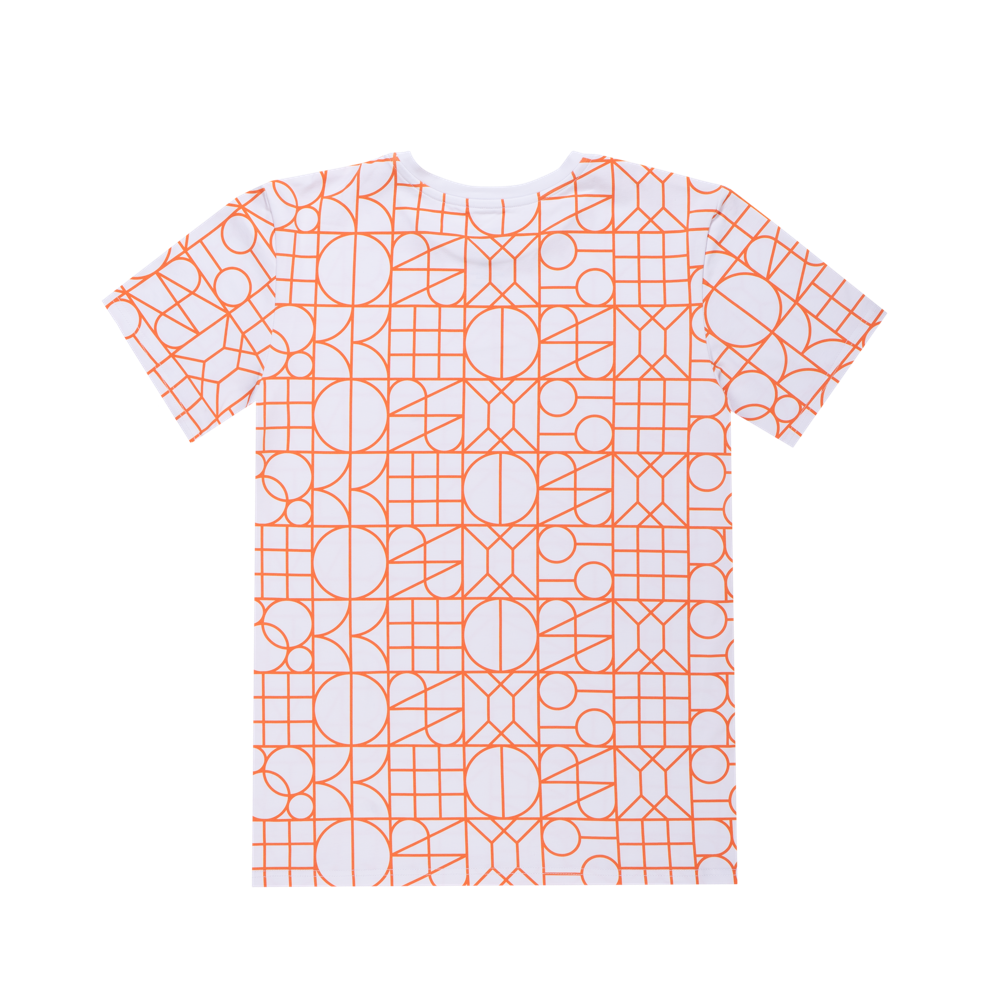 L’essence Pure biele tričko s oranžovým patternom Henry of Paris